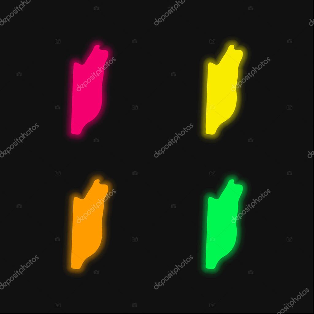 Belize four color glowing neon vector icon