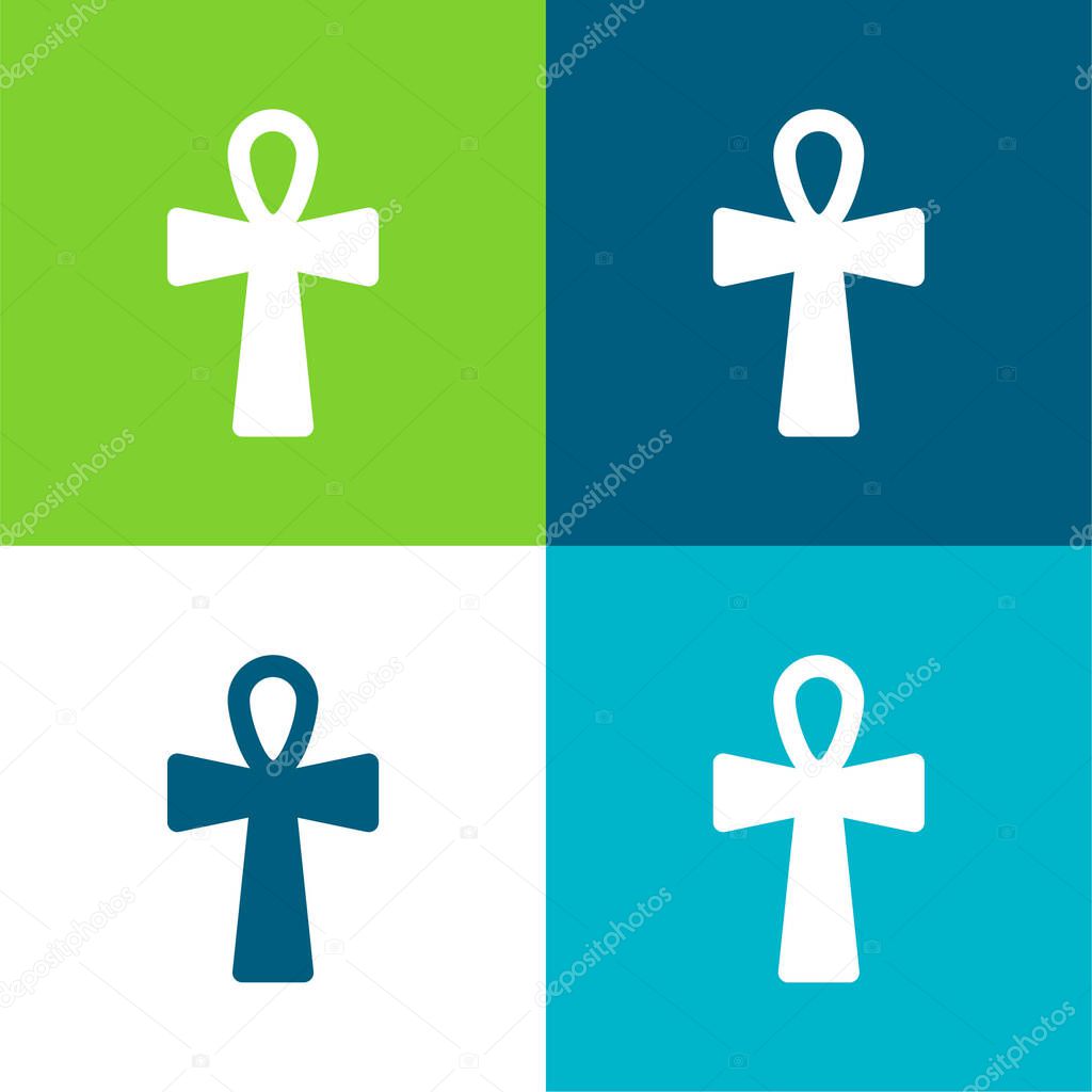 Ankh Cross Flat four color minimal icon set