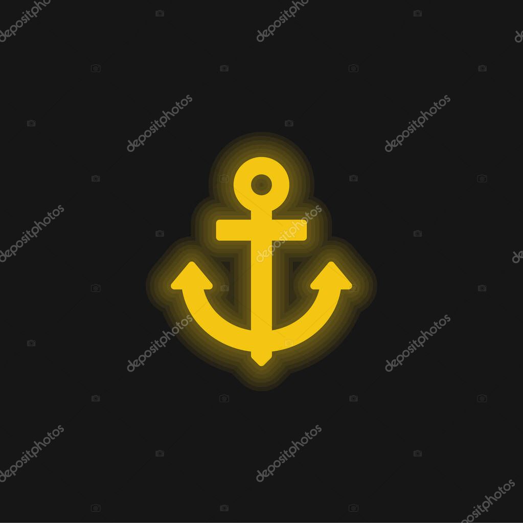 Anchor yellow glowing neon icon