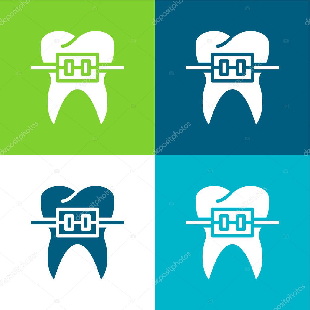 Braces Flat four color minimal icon set