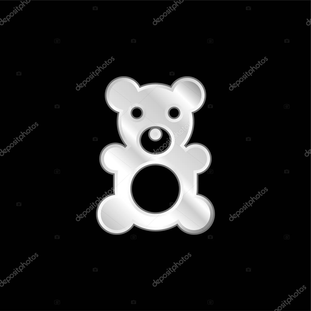 Bear silver plated metallic icon