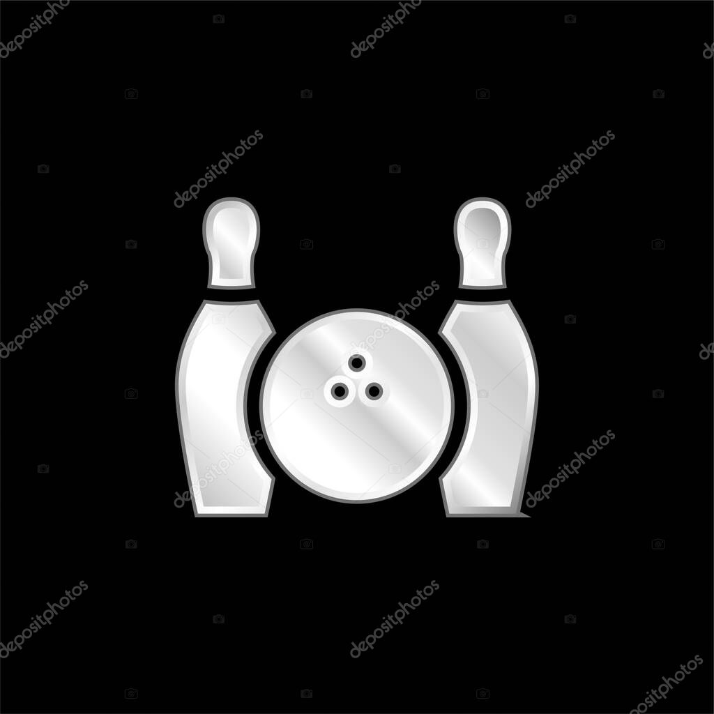 Bowling Ball And Two Bowls silver plated metallic icon