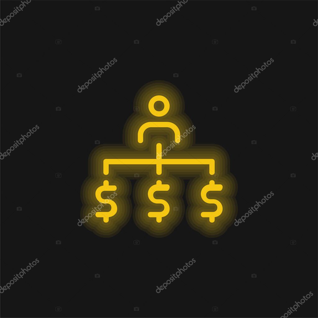 Admin yellow glowing neon icon