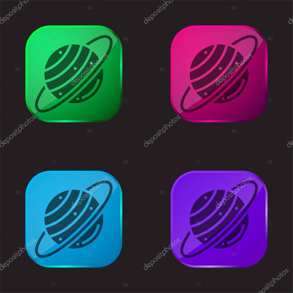 Astronomy four color glass button icon