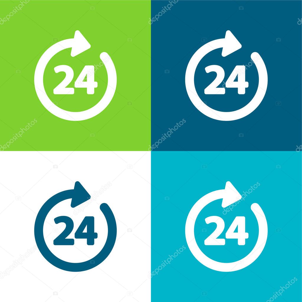 24 Hours Flat four color minimal icon set