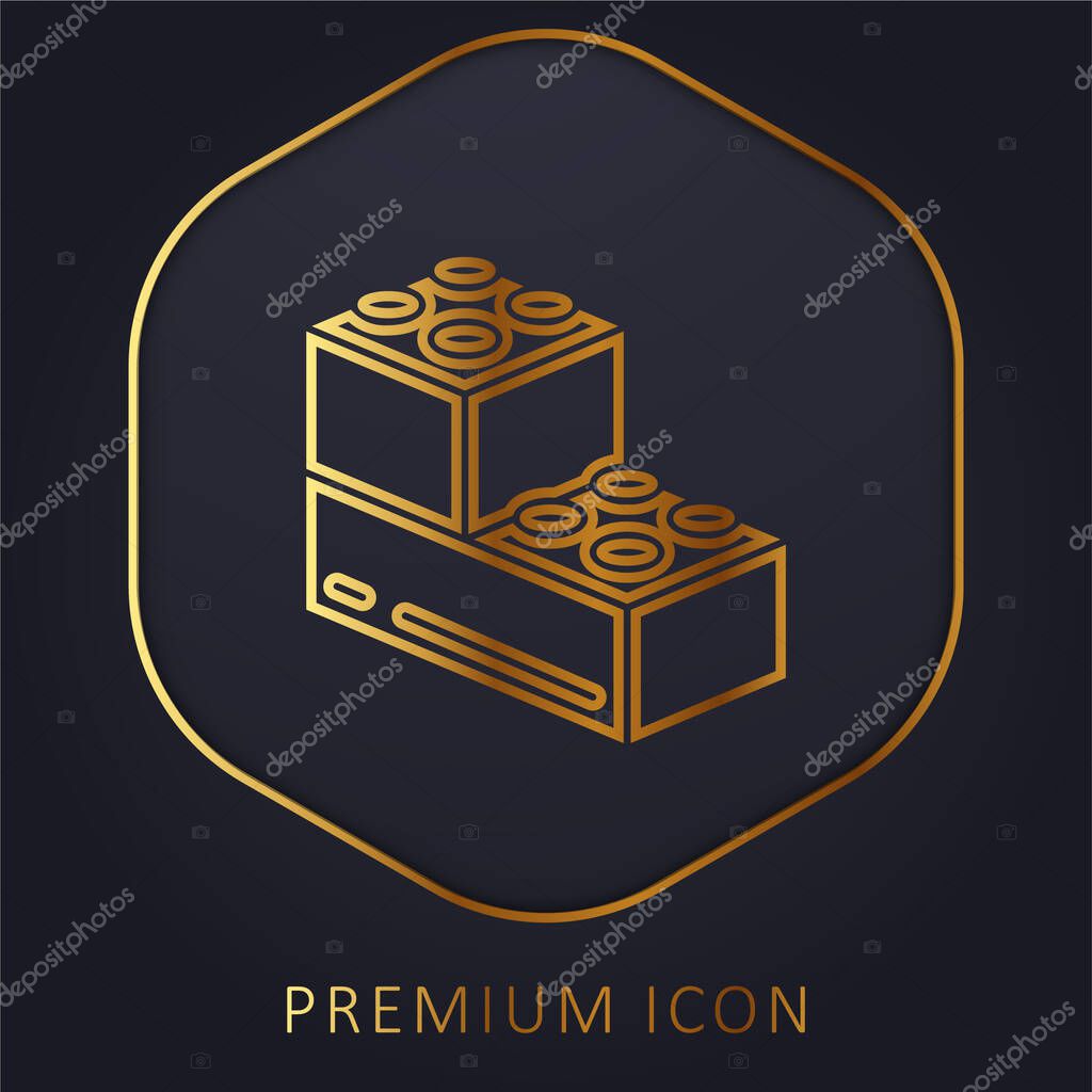 Blocks golden line premium logo or icon