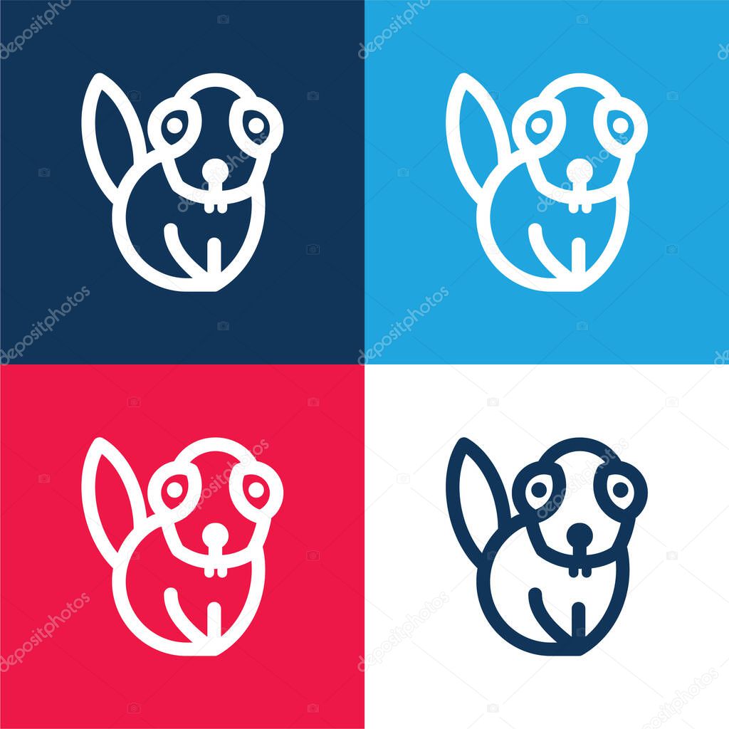 Beaver blue and red four color minimal icon set