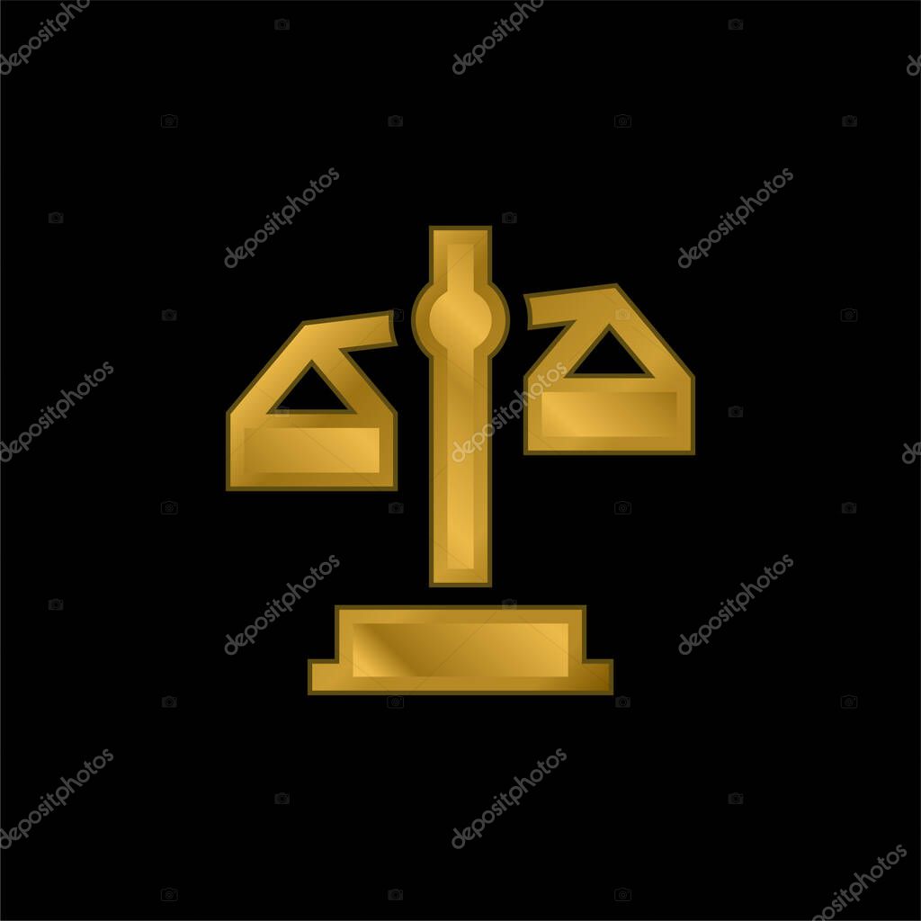 Balance gold plated metalic icon or logo vector