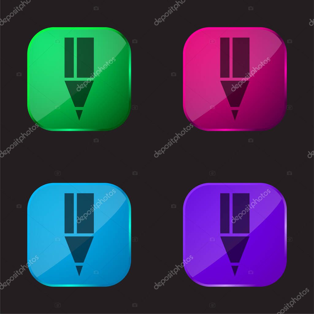 Black Pencil Tip four color glass button icon