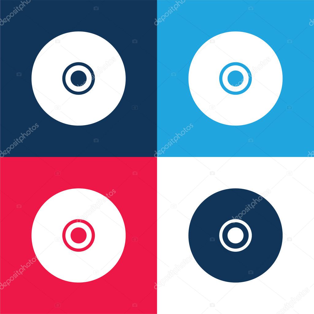 Black Compact Disc blue and red four color minimal icon set