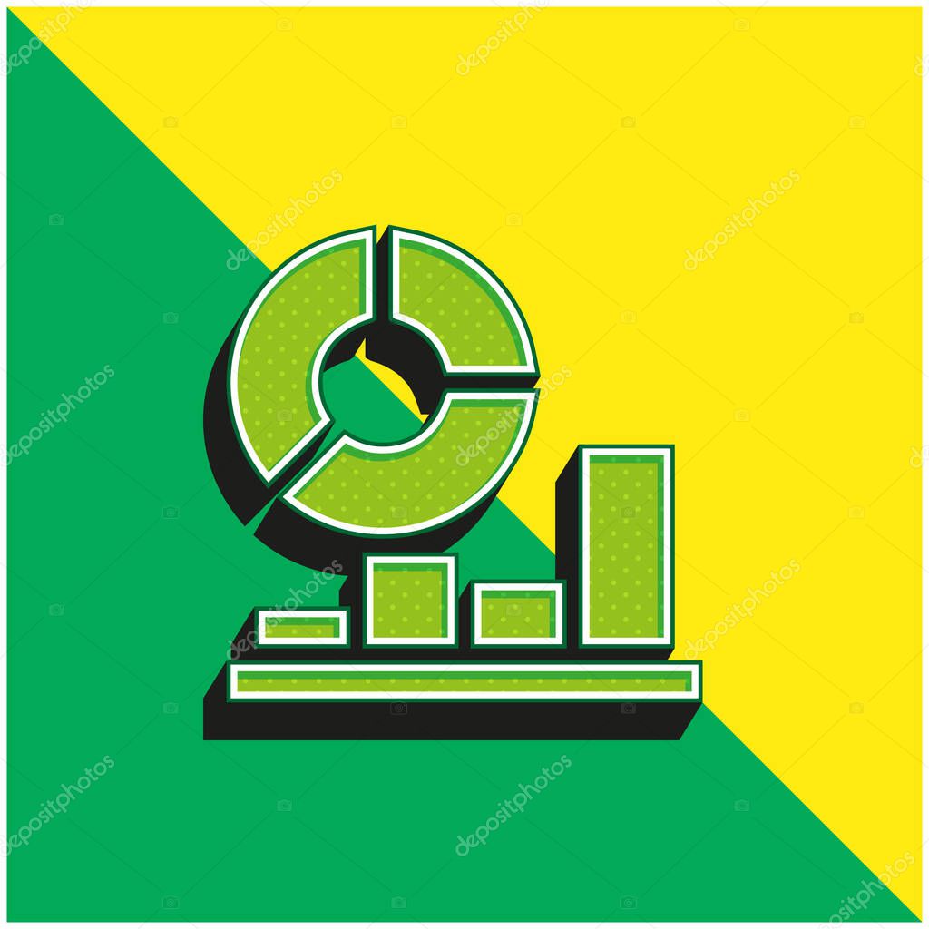 Analysis Green and yellow modern 3d vector icon logo