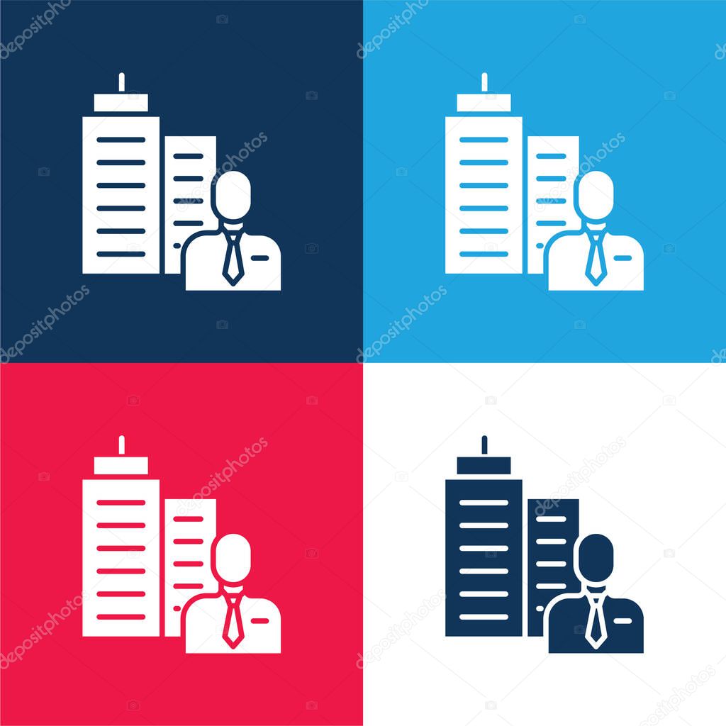 Boss blue and red four color minimal icon set