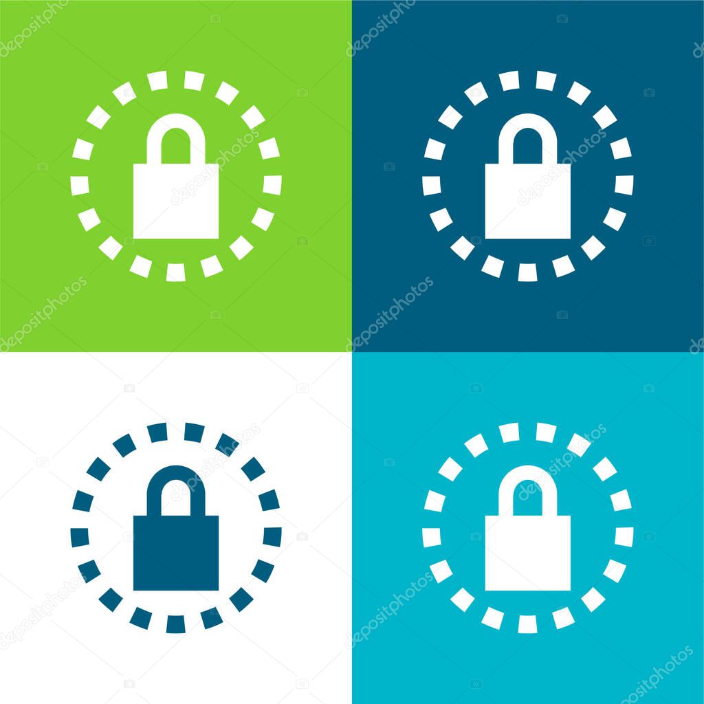 Alarm Clock Security Flat four color minimal icon set