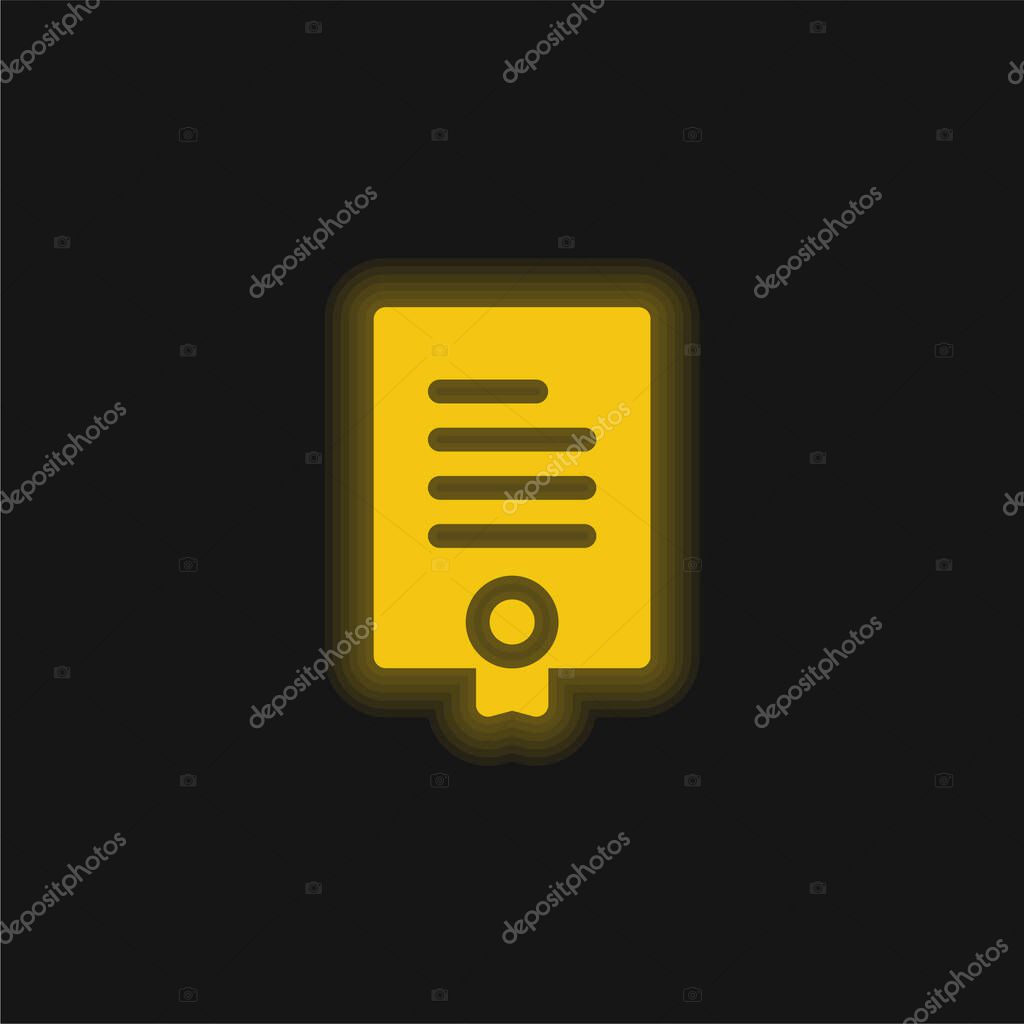 Agreement yellow glowing neon icon
