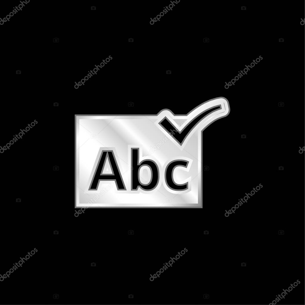 ABC Verification Symbol silver plated metallic icon