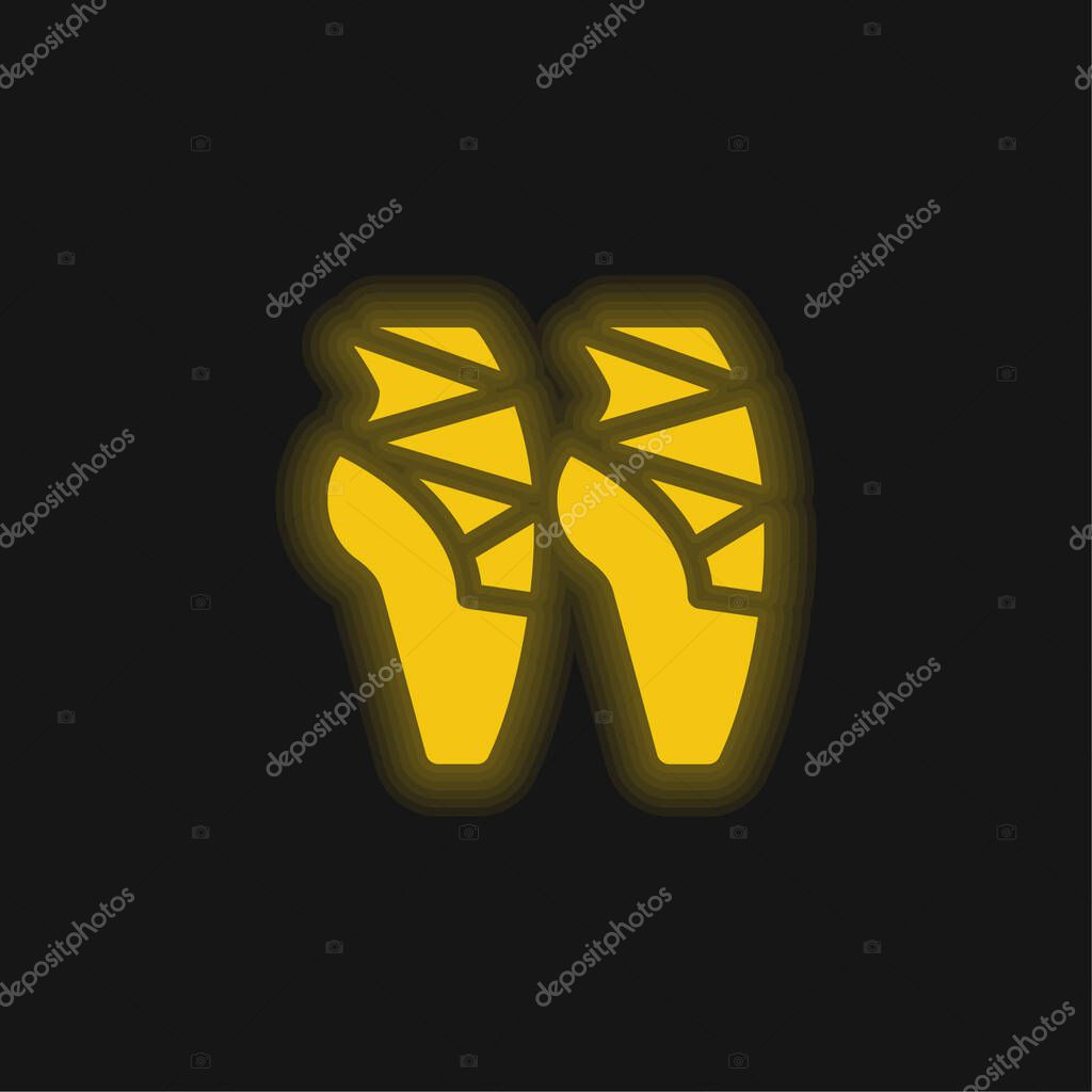 Ballet yellow glowing neon icon