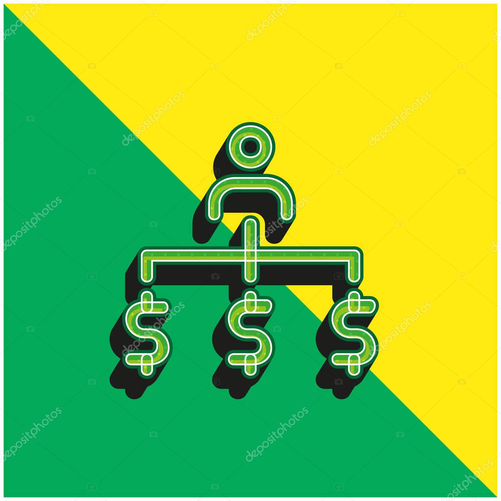 Admin Green and yellow modern 3d vector icon logo
