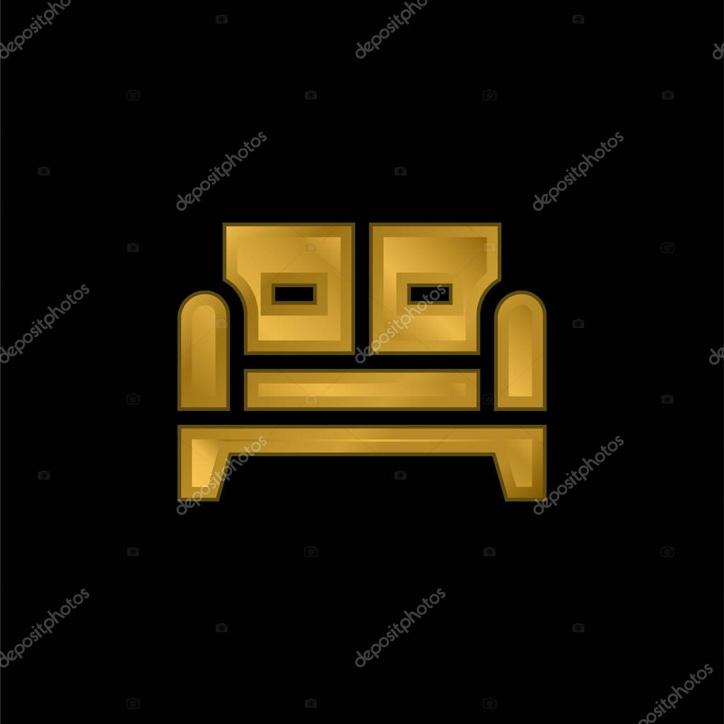 Armchair gold plated metalic icon or logo vector