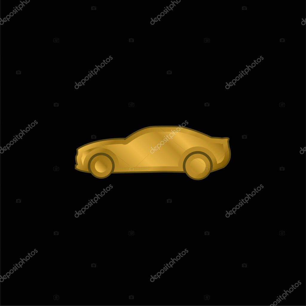 Black Big Car Side View gold plated metalic icon or logo vector