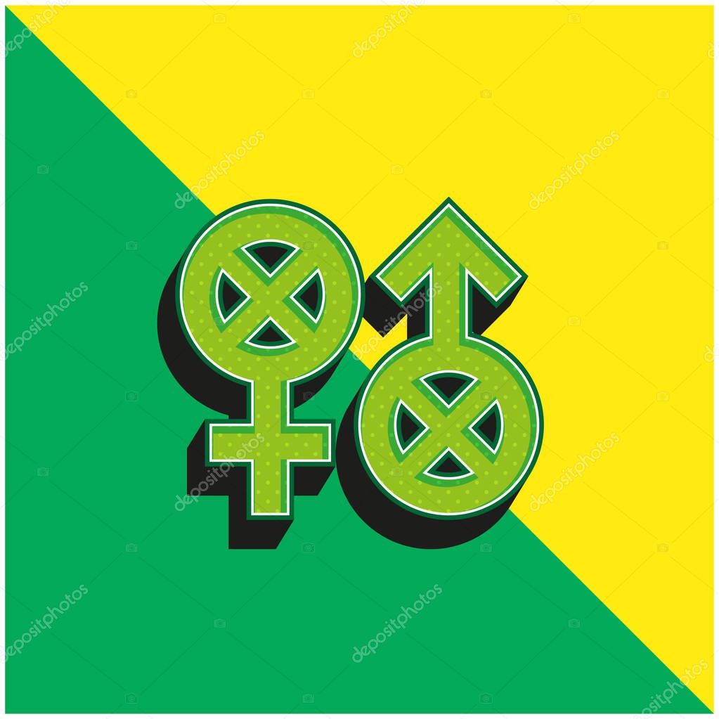 Biphobia Green and yellow modern 3d vector icon logo