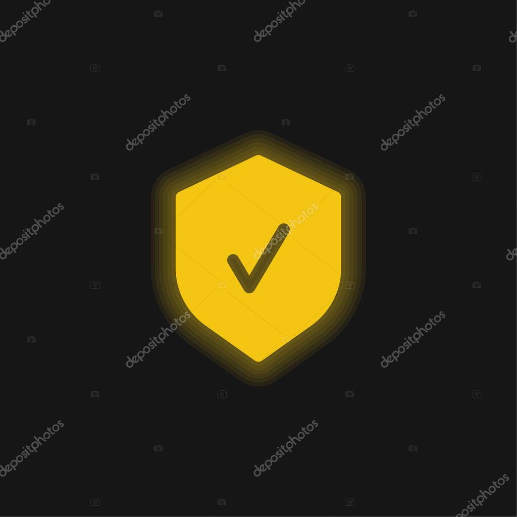 Badge yellow glowing neon icon