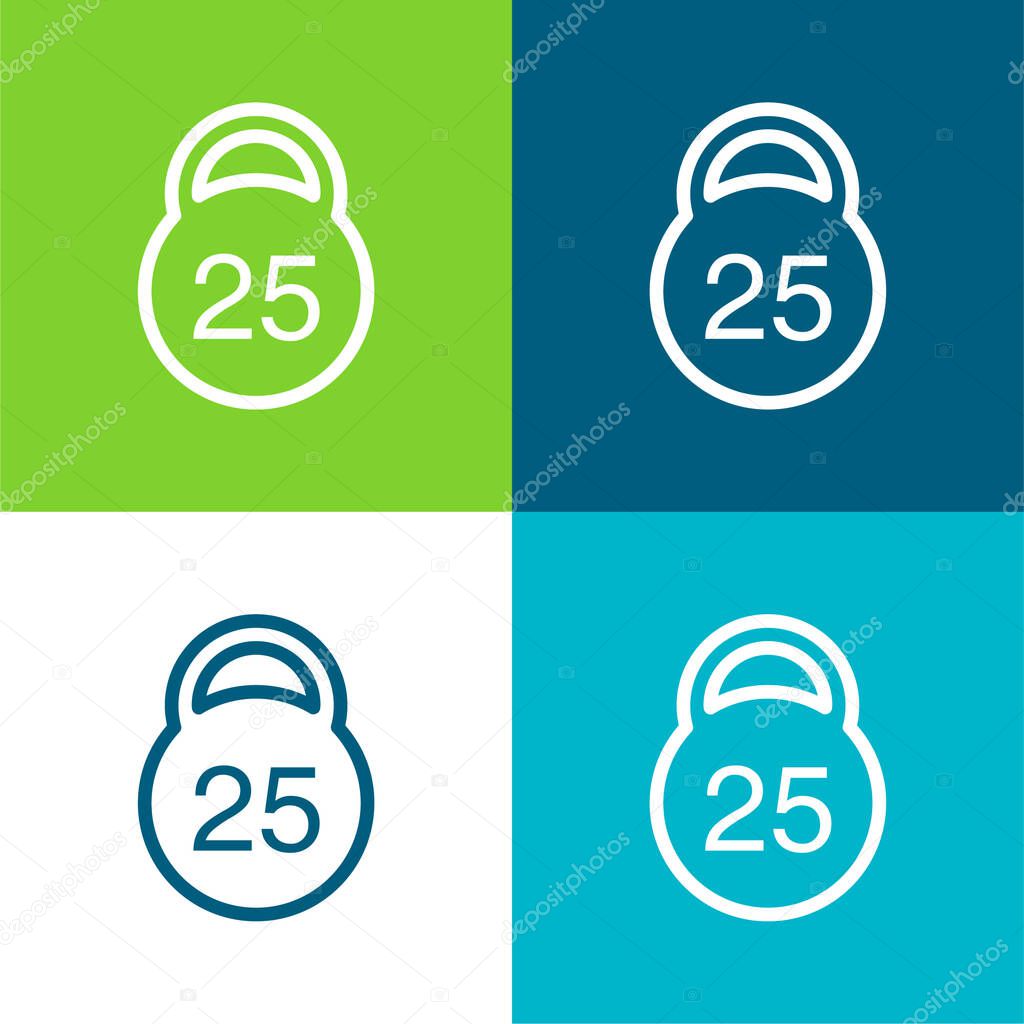 25 Kilos Weight Flat four color minimal icon set
