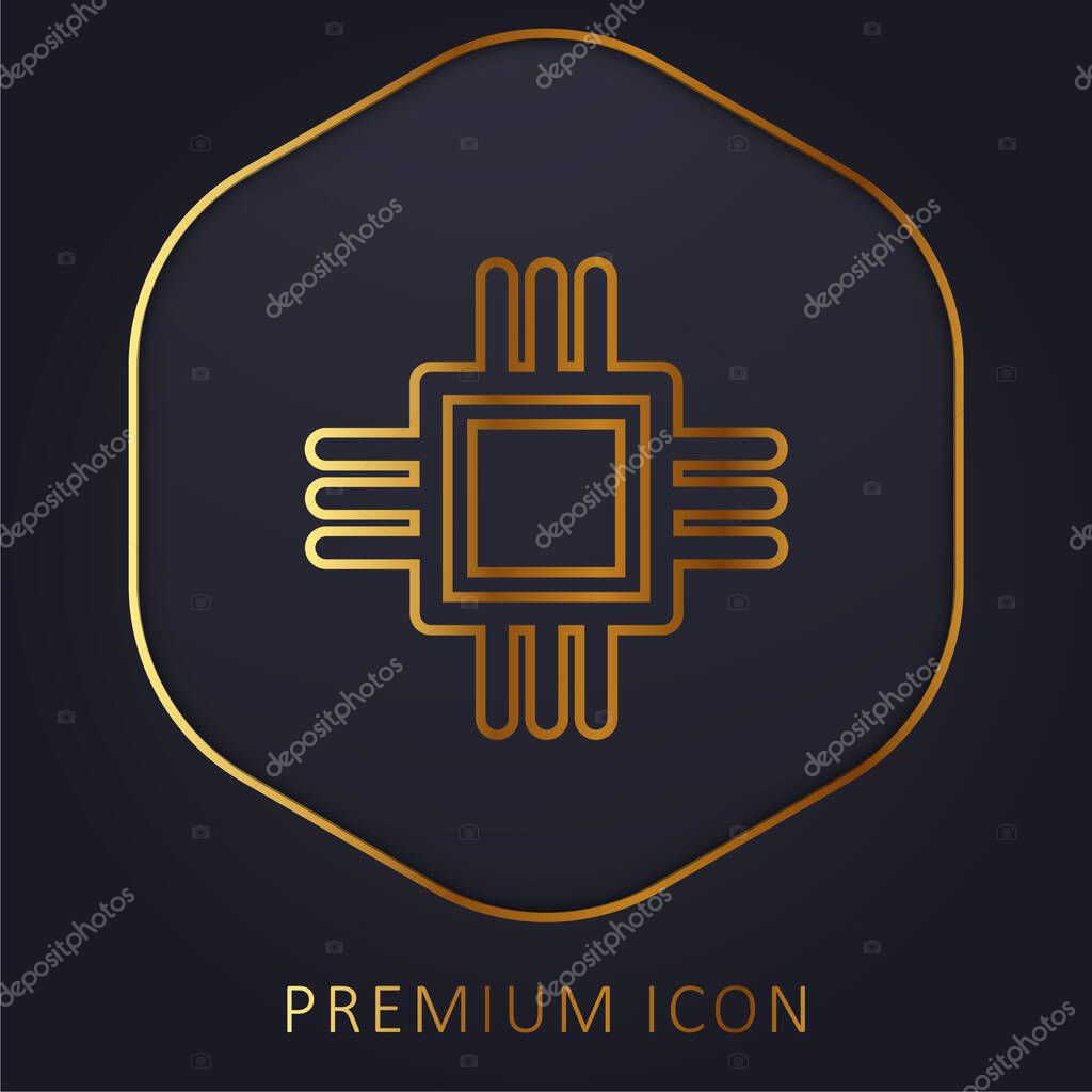 Big Chip golden line premium logo or icon