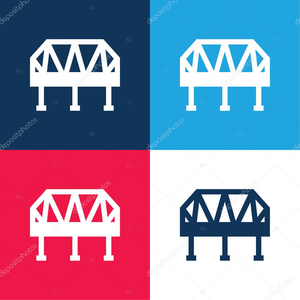 Bridge blue and red four color minimal icon set