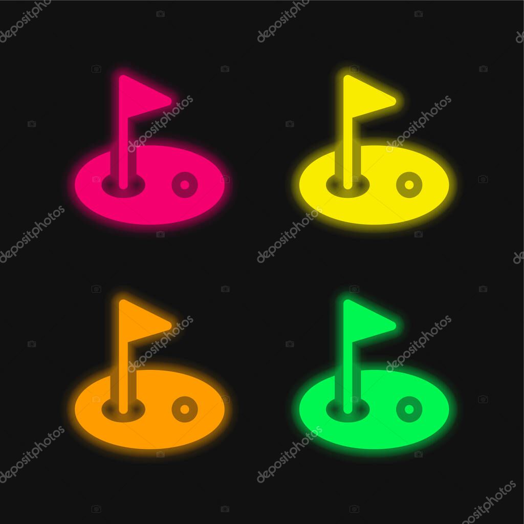 Birdie four color glowing neon vector icon