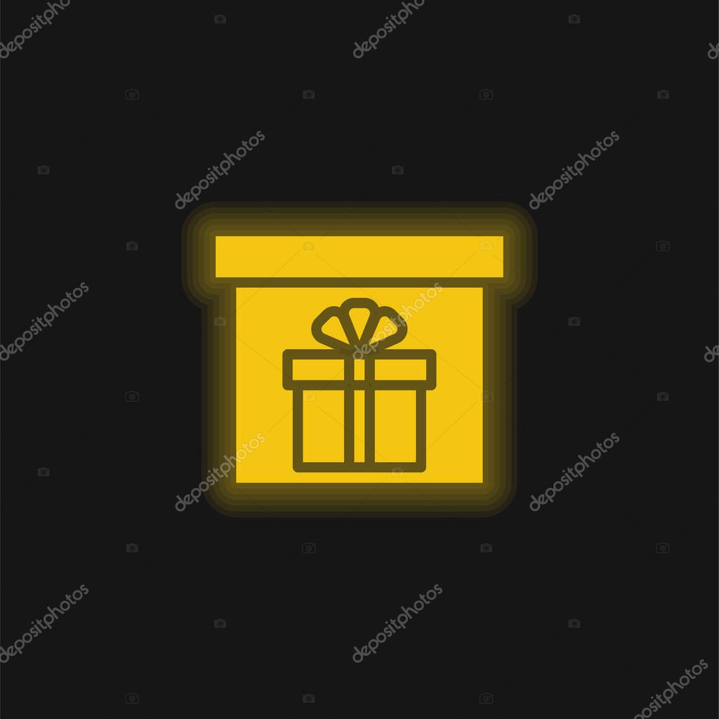 Box yellow glowing neon icon