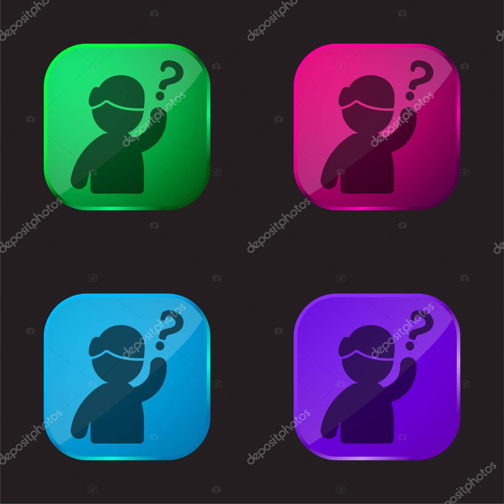 Hand four color glass button icon