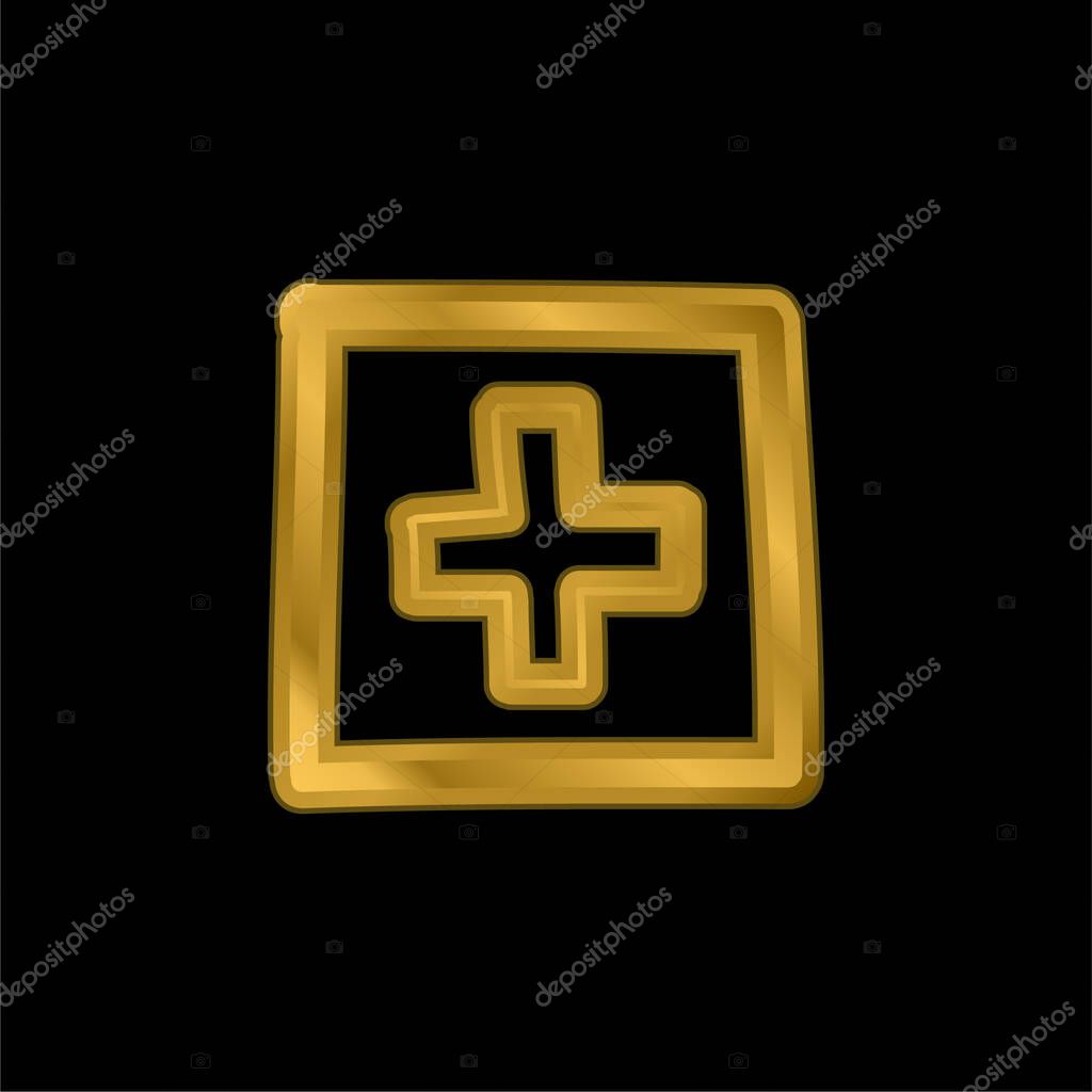 Add Hand Drawn Button Outline gold plated metalic icon or logo vector