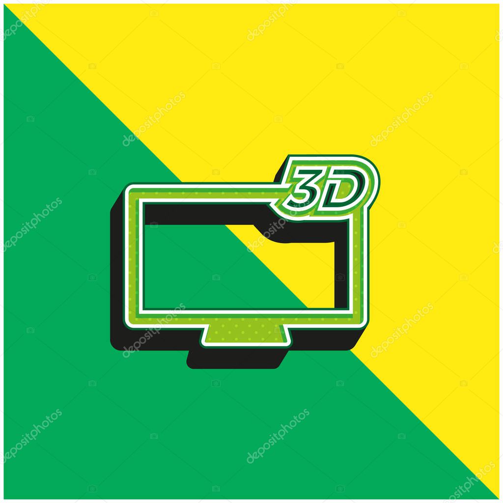 3D Television Green and yellow modern 3d vector icon logo