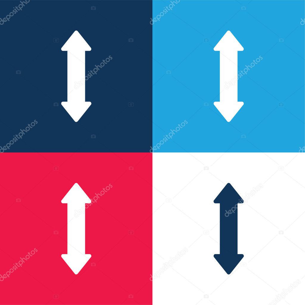 Arrow Double Up And Down Sign blue and red four color minimal icon set