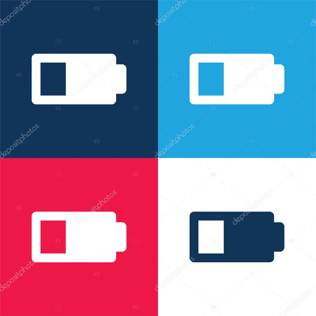 Battery Status Sign With Less Than Half Energy Charge blue and red four color minimal icon set