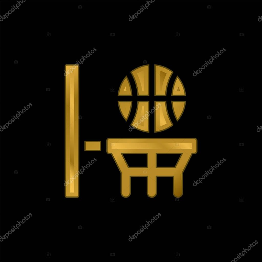 Basketball gold plated metalic icon or logo vector