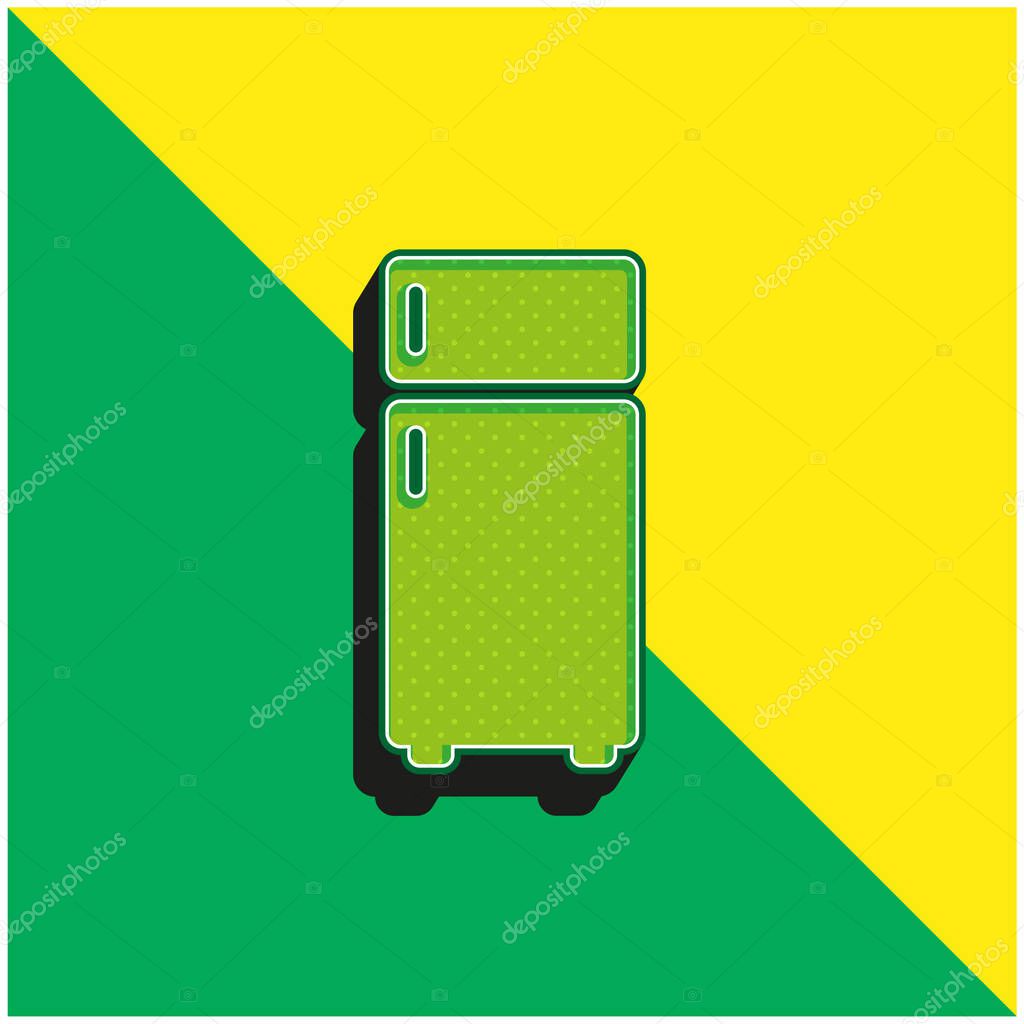Big Fridge Green and yellow modern 3d vector icon logo