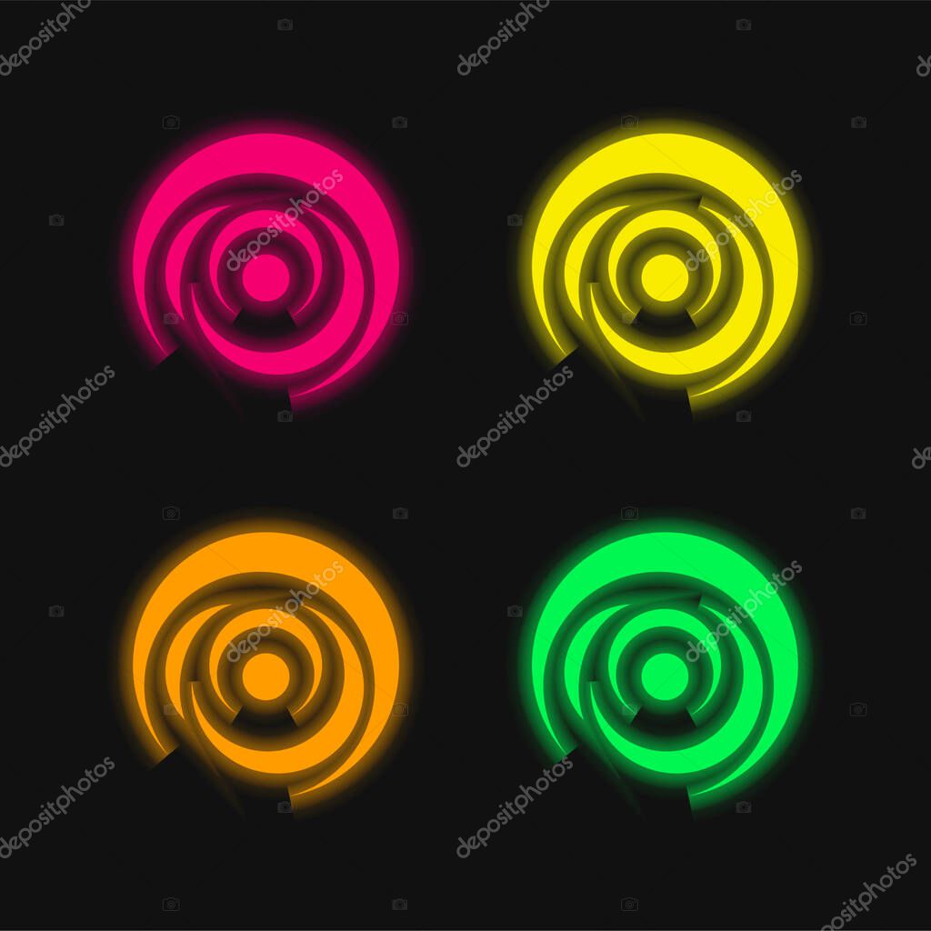 Black Hole four color glowing neon vector icon