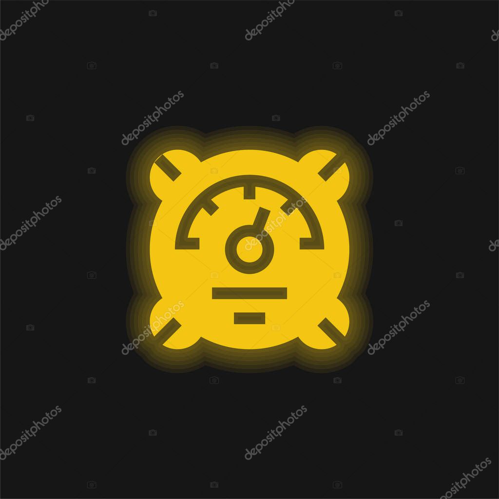 Barometer yellow glowing neon icon
