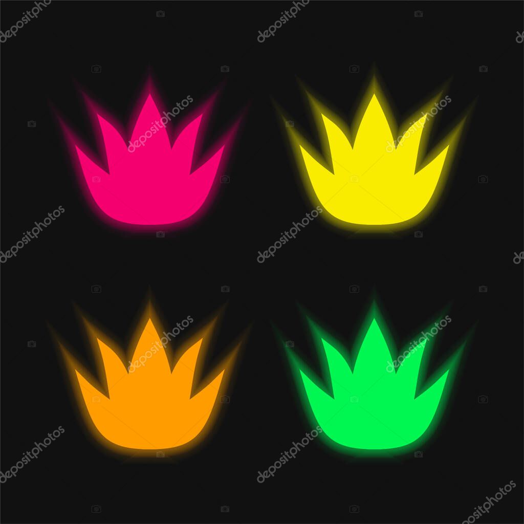 Aloe Vera four color glowing neon vector icon