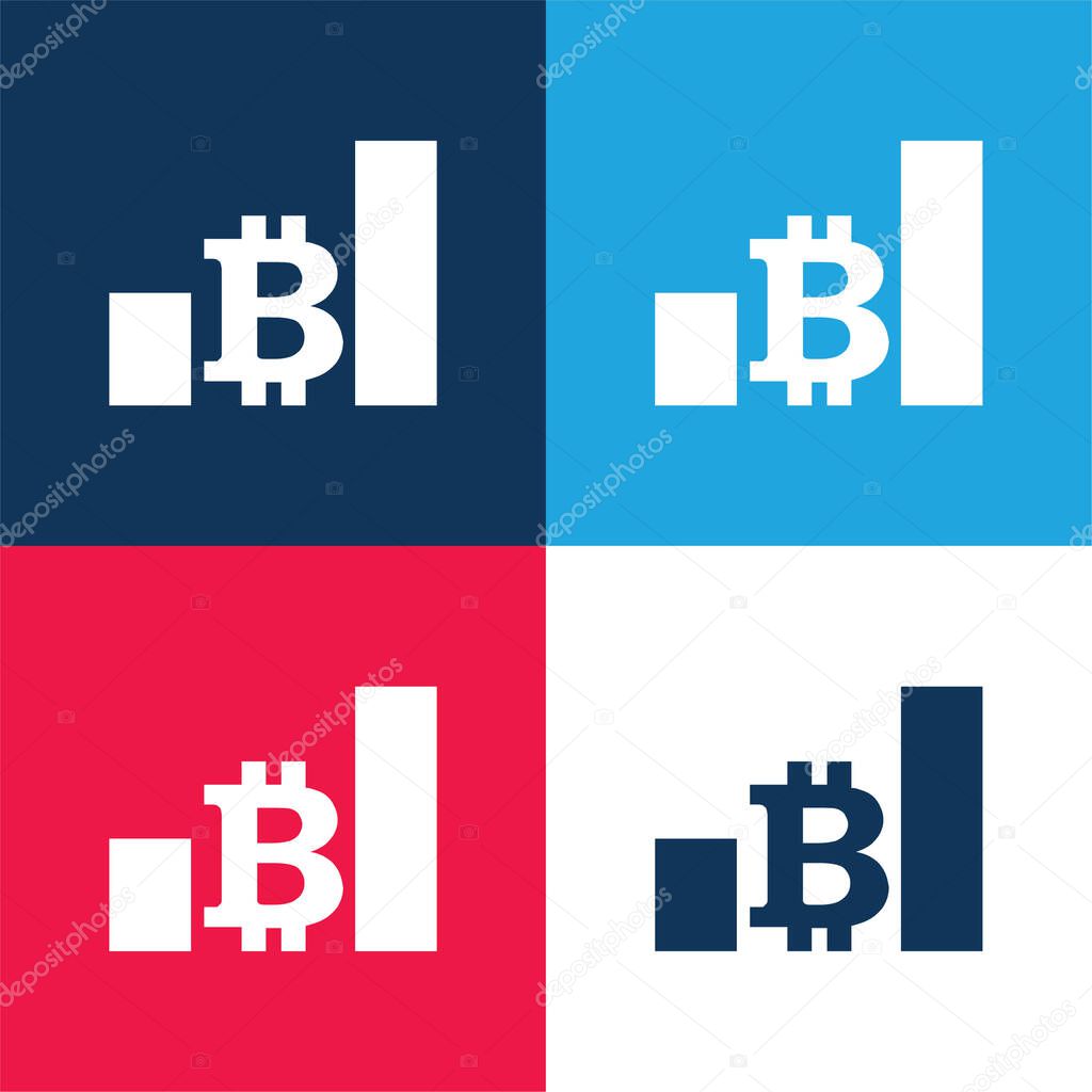 Bitcoin Bars Ascendant Graphic Of Increasing Money blue and red four color minimal icon set