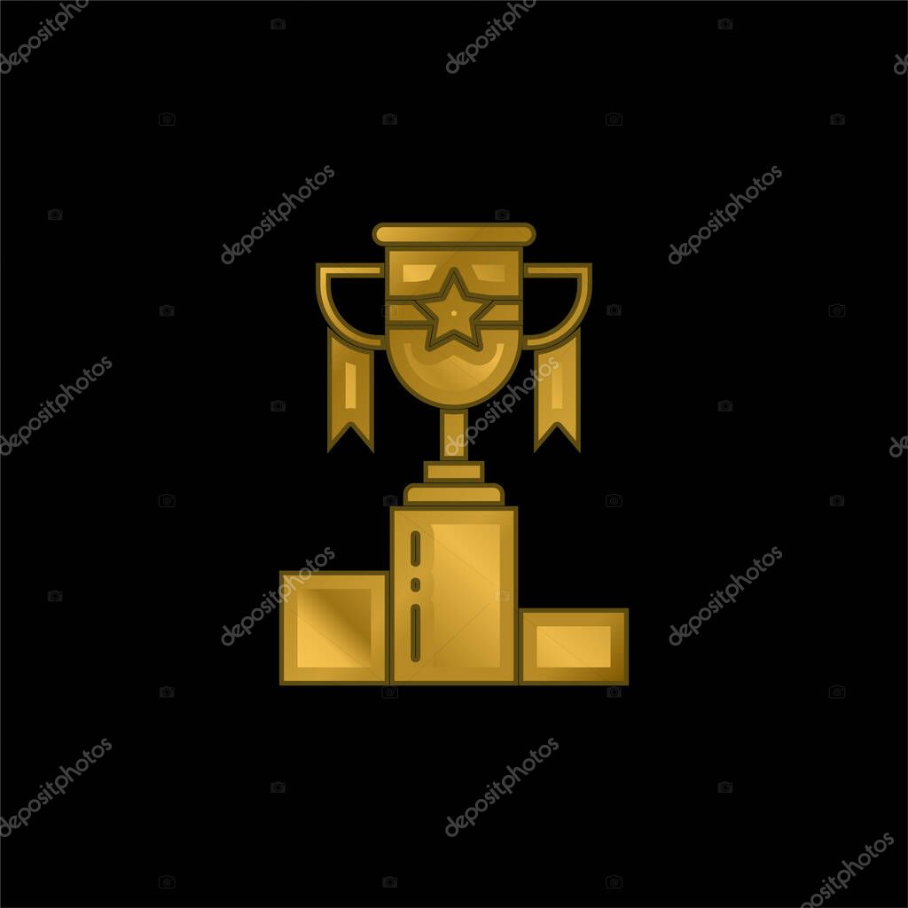 Award gold plated metalic icon or logo vector