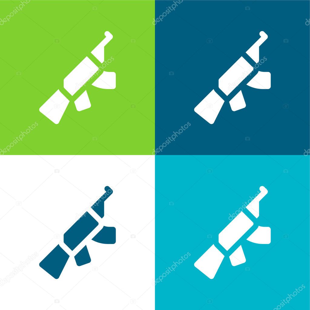 Assault Rifle Flat four color minimal icon set