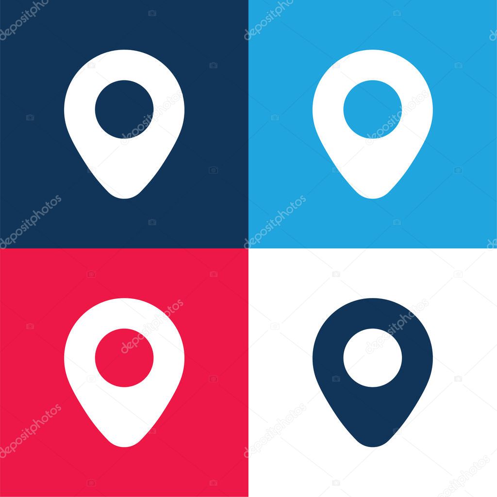 Airport Placeholder blue and red four color minimal icon set