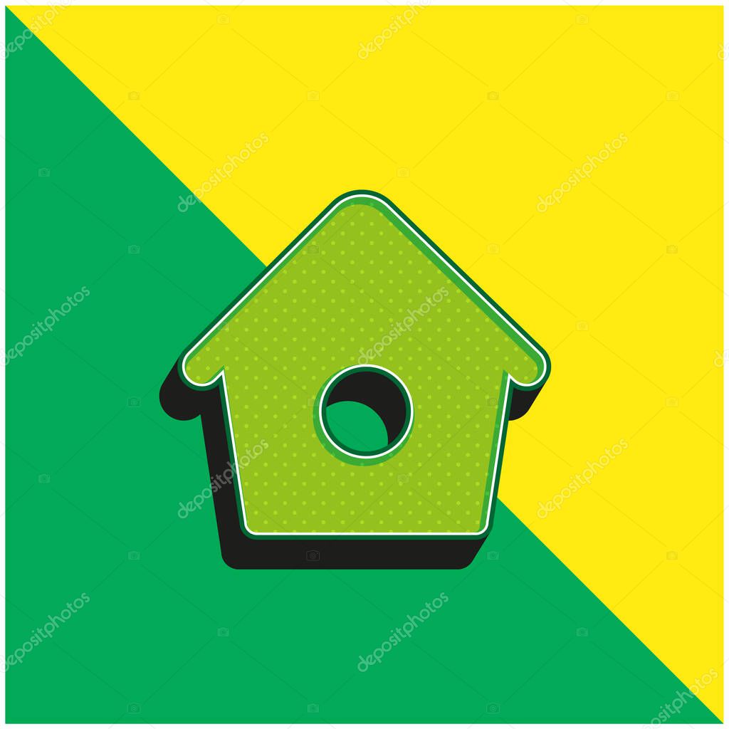 Bird Home With Small Hole Green and yellow modern 3d vector icon logo