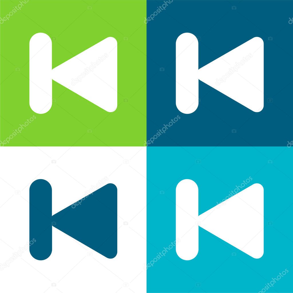Back Flat four color minimal icon set