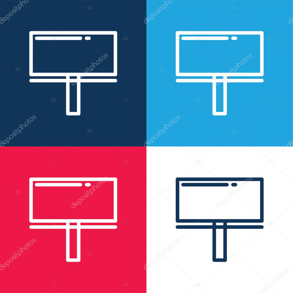 Billboard blue and red four color minimal icon set