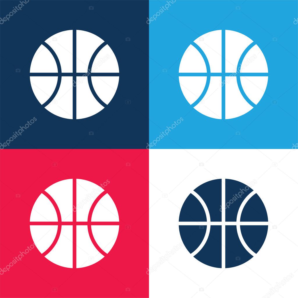 Basketball Game blue and red four color minimal icon set