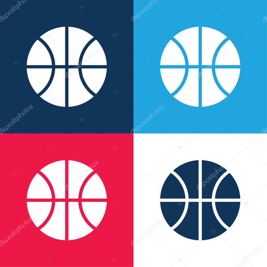 Basketball Game blue and red four color minimal icon set