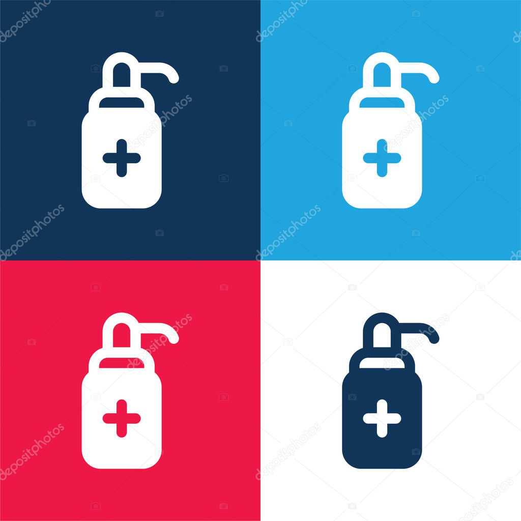Antibacterial Gel blue and red four color minimal icon set